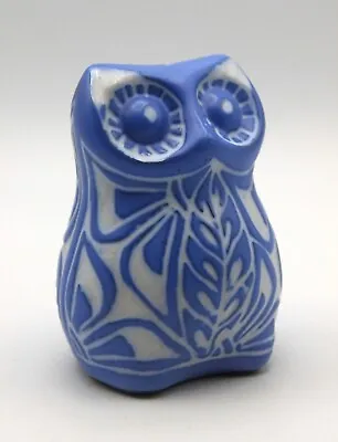 Vintage Pablo Zabal Chile Folk Art Pottery Blue And White Owl Figurine • $32.99