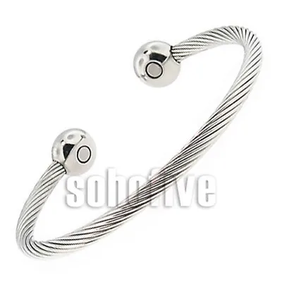 SCCB0101 Magnetic Stainless Steel Cable Cuff Bracelet 6.5 7 7.5 8 8.5 9  • $2.99