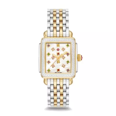 Michele Deco Mid Fleur Diamond Gold Two-Tone MOP Diamond Dial Watch MWW06G000039 • $1895