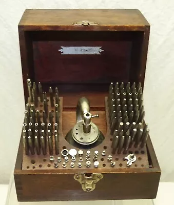 Antique Vtg Watchmaker's Watch Staking Tool Set In Wood Box K&D Special • $150