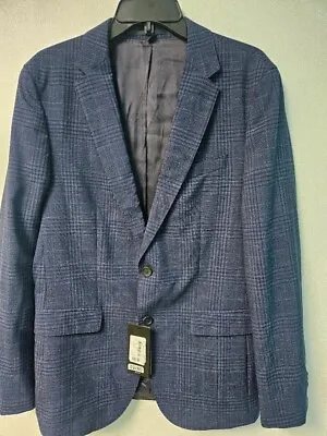 Hugo Boss Men's  Novan6/Ben2  Slim Fit Plaid 100% Wool Blazer US 40R • $150