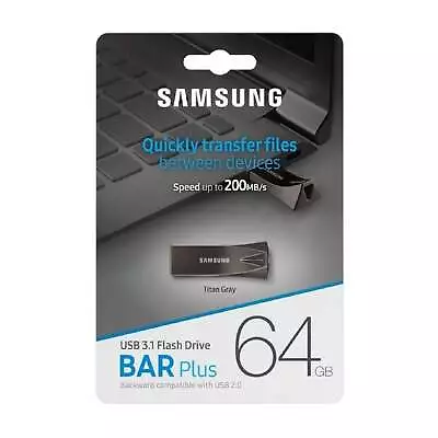 Samsung Bar Plus 64GB USB 3.1 Flash Drive 200MB/S Memory Stick Pen Drive Laptop • $48.95