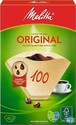 Melitta Coffee Filters 100/40 Natural Brown - Pack Of 40 Filters • £4.99