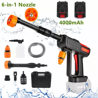 Cordless Powerful Car High Pressure Washer Jet 6-in-1 Nozzle Water Wash Cleaner • £35.99