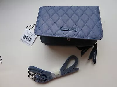 NEW Vera Bradley RFID 3 In One Crossbody Bag Wallet Moonlight Navy (denim) Strap • $21.95