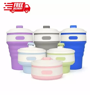 350ML Collapsible Silicone Coffee Cup Mug Reusable Foldable Leak Proof 6013 • £9.49