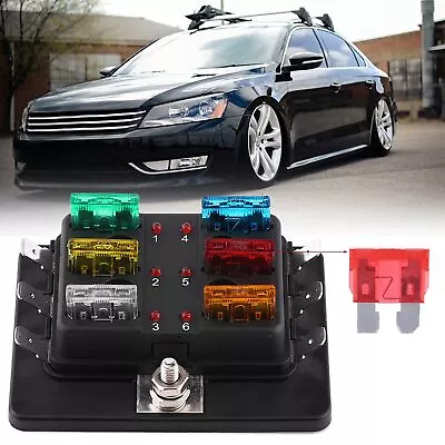 £11.62 • Buy Hot Car 6 Way Circuit Fuse Box Block Holder With LED Warning Light Kit For