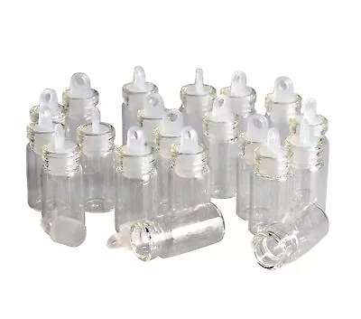 100 Pcs 1ml Mini Small Bottles Vials Clear Glass Bottles Tiny Jars With Plast... • $23.95