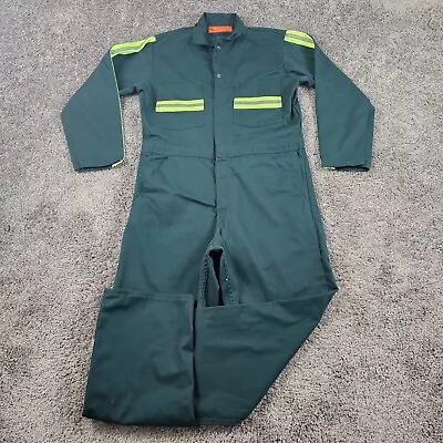 VINTAGE Universal Coveralls Mens 42 Green Chicago Durable Press Union Made USA • $49.98