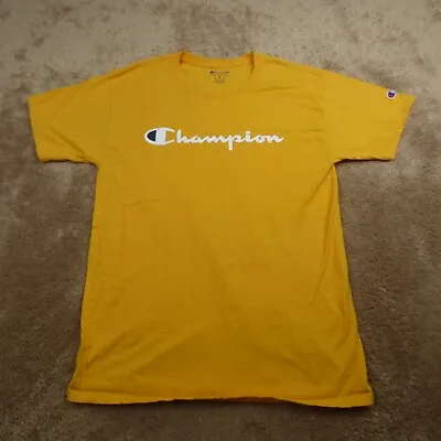Champion Reverse Weave Spellout Yellow T-Shirt Men’s Size M Medium • $8.88