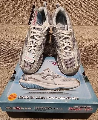 NEW Skechers Shape Ups XF Shoes Silver Blue Womens Size 8.5 New In Box With DVD • $179.99