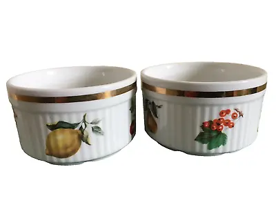 Set Of Two Vintage A. MEAKIN Nesting Soufflé Dishes/Ramekins /Oven Fruit Design • £10