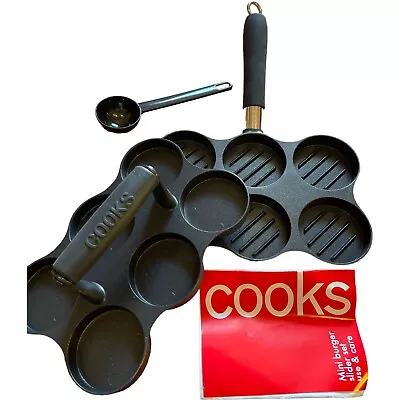 Cooks Mini Burger Slider 3 Piece Non Stick Die Cast Set Pan Press Spoon • $21.99