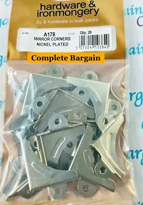 20x Mirror Picture Corner Holder Nickel Wall Mounting Bracket 6mm Fixing A178 • £12.99