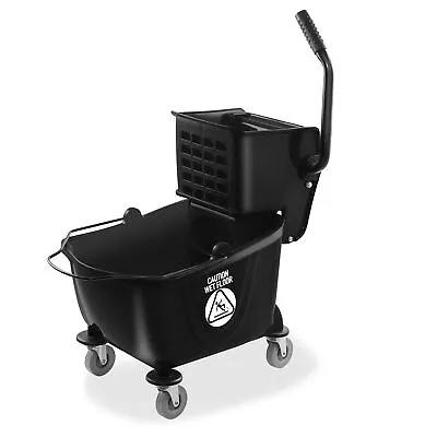 Commercial Mop Bucket & Side Press Wringer - 26 Quart Black • $37.95
