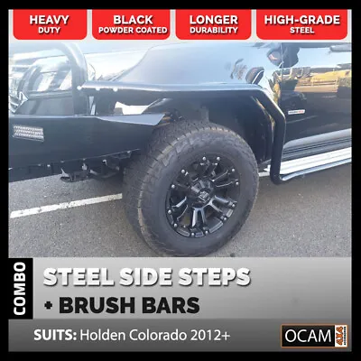 $799 • Buy OCAM Heavy Duty Steel Side Steps & Brush Bars For Holden Colorado RG 2012-Curren