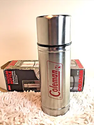 VTG Coleman Vacuum Thermos 1 Qt. 32oz Stainless Steel 304 18/8 Hot Cold Camping • $27.95