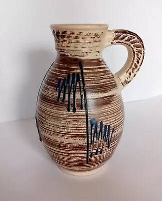 West German Pottery Bay Fat Lava Handled Vase Oatmeal And Brown  • £7.99