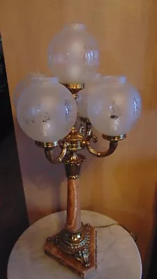 Vintage Hollywood Regency Five Light Candelabra Table Lamp With Shades • $299.99