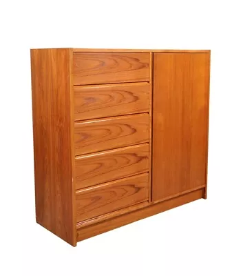 Mid-Century Danish Modern Teak Five Drawer Dresser Gentleman's Chest Bar Cabinet • $1850