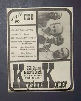 Elvin Bishop Mike Bloomfield Keystone Korner 1970 Mini Poster Type Concert Ad • $7.99