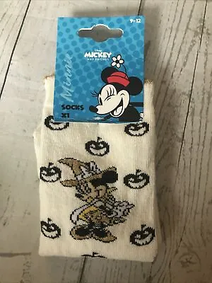 Minnie Mouse White Halloween Socks Pumpkin 9-12 Girls Witch #D • £4.99