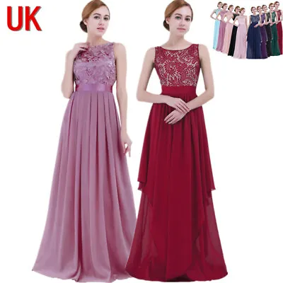 £37.53 • Buy UK Womens Embroidered Maxi Dress Long Wedding Bridesmaid Dress Evening Prom Gown