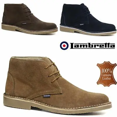 Mens Lambretta Leather Desert Boots Casual Retro Walking Chukka Lace Ankle Shoes • £27.95