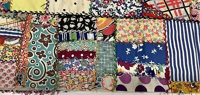 Antique Feed Sack Crazy Quilt Block Remnant Handmade Lined • $9.95