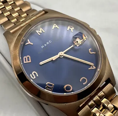 Marc Jacobs MBM3316 Blue Dial Rose Gold Tone Date Working New Battery • $62.99