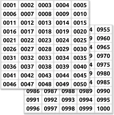 1-1000 Consecutive Number Inventory Labels Stickers Sheets 1.5 X 0.75 • $12.49