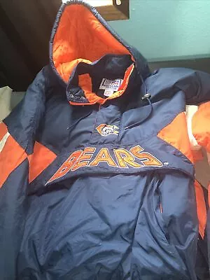 Vintage 90s NFL Starter Chicago Bears 1/4 Zip Football Pullover Puffer Jacket 3X • $45