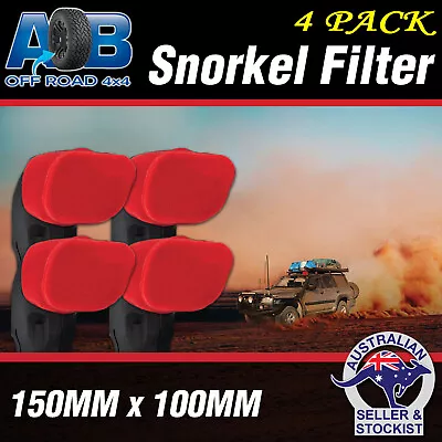 4x RED PLAIN Snorkel Pre Filter Cleaner 3  150x100mm Ram Head Cover Air Filter • $82