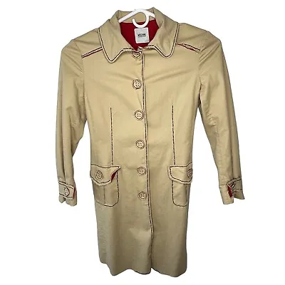 Moschino Cheapandchic Trench Coat Womens 10 Brown Cotton Lined Coat Italy • $65.88
