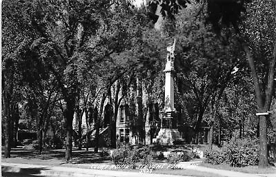 Stevens Point Wisconsin~Court House~Civil War? Monument 1940s Postcard RPPC • $6