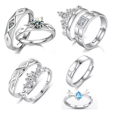 Mens Womens 925 Sterling Silver Couple Rings Promise Matching Engagement Lover • £4.99