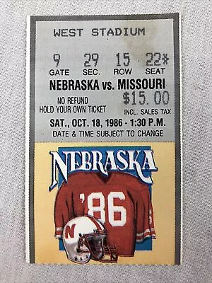 Nebraska Cornhusker Football Ticket Stubs Huskers Vs Missouri  1986 Vintage • $9.98