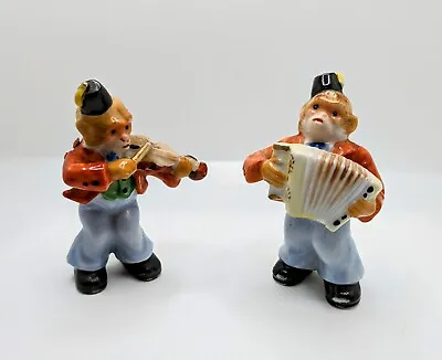 Set Of Monkeys Playing Instruments Monkey Band  Figurines Accordion Violin • $33