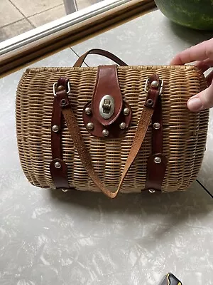 Vintage Wicker Purse Hand Made In  Hong Kong Antique Purse • $21.50