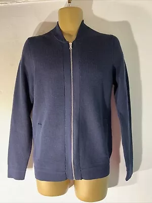 BNWOT Mens M&S Marks&spencer Size Small Blue Knit Full Zip Sweater Cardigan • £19.99