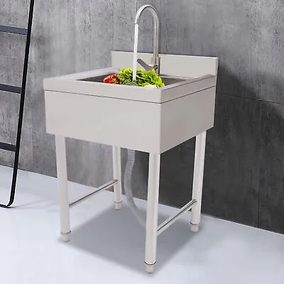 Commercial Utility Sink Stainless Steel Kitchen Sink 1 Compartment With Faucet • $151