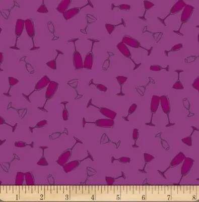 1 Yard Of Bring On The Bubbly Champagne Toast By Sarah J 100% Cotton Fabric • £14.59