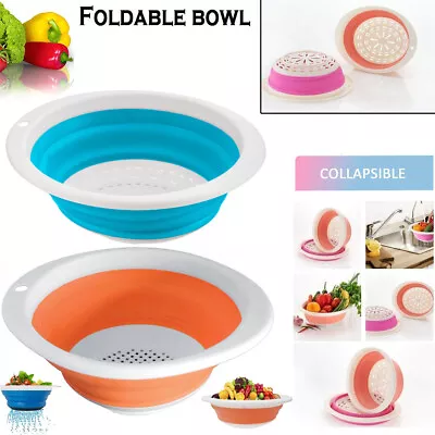 Collapsible Colander Folding Food Vegetable Strainer Drainer Silicone Kitchen • £5.89