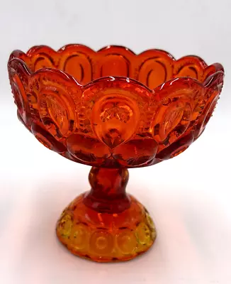 LE Smith Amberina Red Moon & Stars Pedestal Compote Candy Dish 6 1/2  - GLOWS! • $49.99