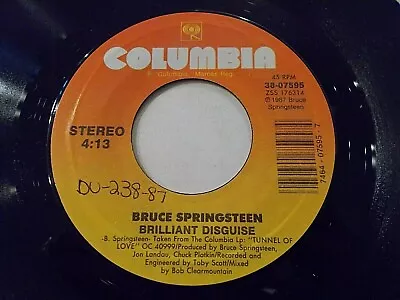 Bruce Springsteen Brilliant Disguise / Lucky Man 45 1987 Columbia Vinyl Record • $3