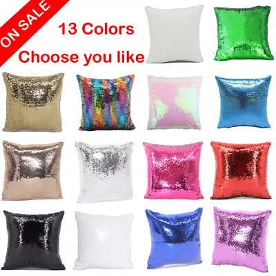 Reversible Sublimation Blank Sequin Throw Pillow Case Decorative Cushion Cover • $3.99