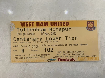 £20 • Buy 2006 'Lasagnegate' Ticket Stub PL Tottenham Spurs V West Ham 07.05.06