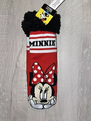 Disney Girls Plush Minnie Mouse Slipper Socks Shoe Sizes 7 1/2 To 3 1/2 🧦 • $11.75