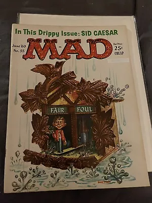 Mad Magazine #55 June 1960 VG+ Rare Barely Tanned White Cover￼ Shipping Included • $19.90