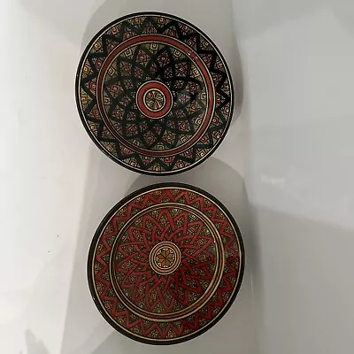 Vintage Safi Moroccan Pottery Bowls Wall Plate Hand Painted Signed 8-1/2  • $45.39